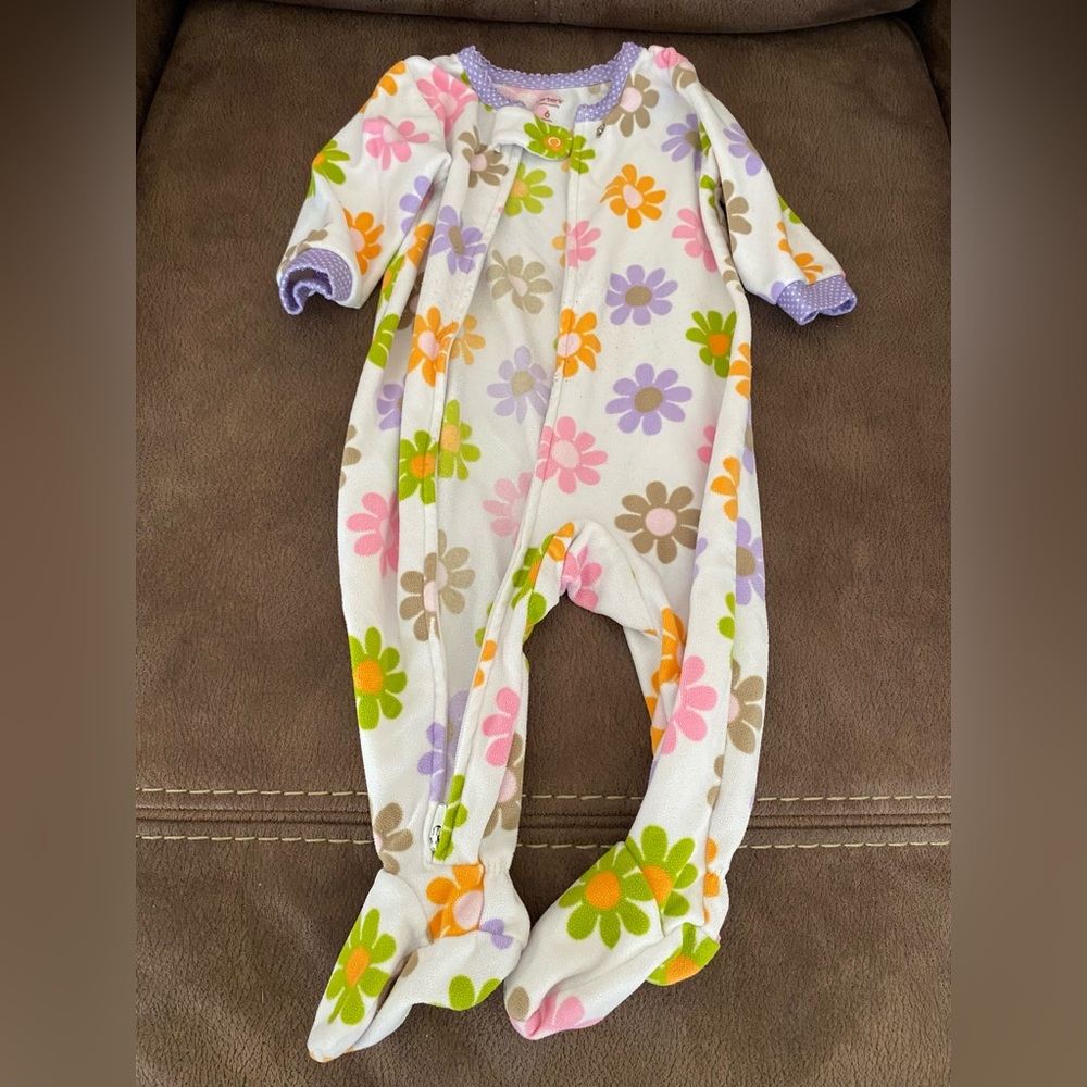 Carter's Floral Footie pjs zip up onesie with colorful daisies 6 months